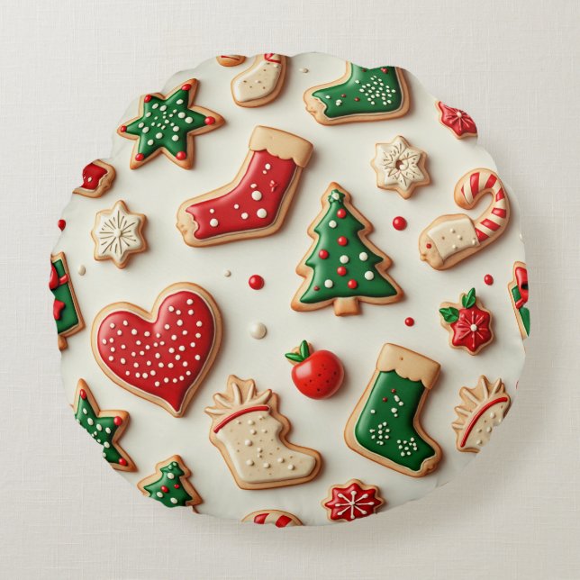Weihnachtsgeschenk Rundes Kissen (Vorderseite)