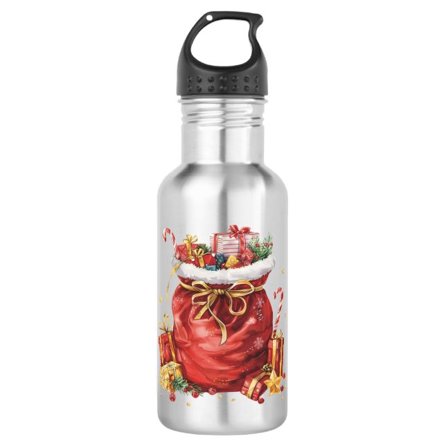 Weihnachtsgeschenk Sack mit Geschenken Edelstahlflasche (Vorderseite)