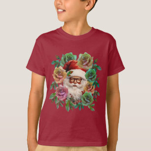 WEIHNACHTSGESCHENK SANTA CLAUS BLUMEN T-Shirt