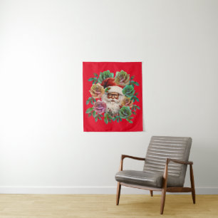 WEIHNACHTSGESCHENK SANTA CLAUS BLUMEN WANDTEPPICH