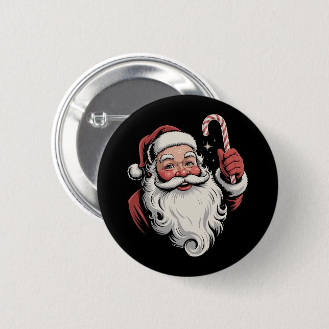 Weihnachtsgeschenk Santa Retro Vintag Button (Vorne & Hinten)