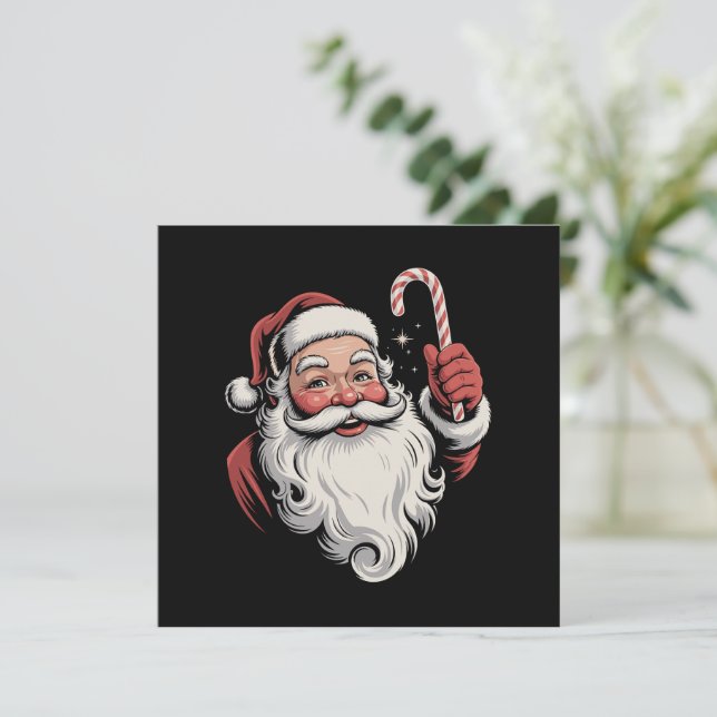 Weihnachtsgeschenk Santa Retro Vintag Feiertagskarte (Stehend Vorderseite)