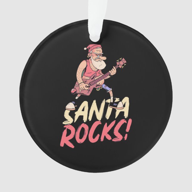 Weihnachtsgeschenk | Santa Rocks Guitar Ornament (Vorderseite)