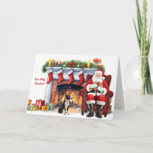 Weihnachtsgeschenk Schwarz Weiß Bull Terrier Hund Feiertagskarte