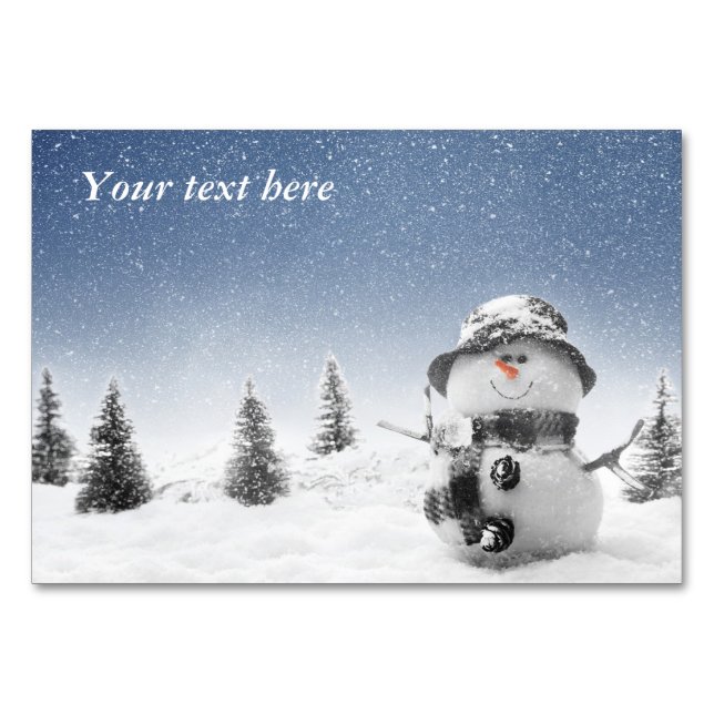 Weihnachtsgeschenk Snowman-Tischkarte Tischnummer (Vorderseite)