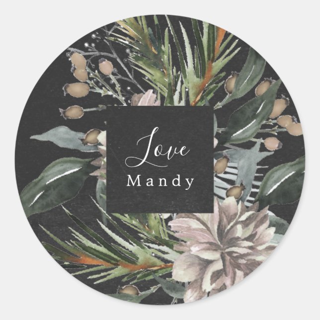 Weihnachtsgeschenk Sticker Blumenkhalkboard Urlaub (Vorderseite)