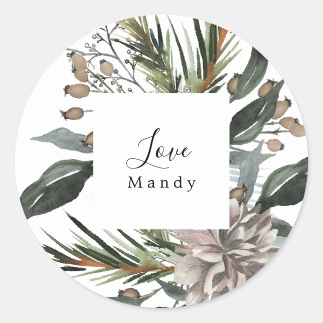 Weihnachtsgeschenk Sticker Vintag Blumenfest (Vorderseite)