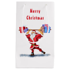 Weihnachtsgeschenk Tag Bodybuilder Santa mit Gesch Kleine Geschenktüte