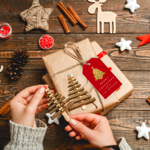 Weihnachtsgeschenk Tag Burgund Gold Weihnachten Gr Geschenkanhänger