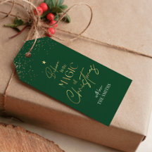 Weihnachtsgeschenk Tag Gold Glitzer Kalligrafie Gr