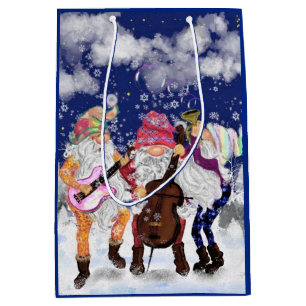 Weihnachtsgeschenk Tag Happy Gnome Music Band Mittlere Geschenktüte