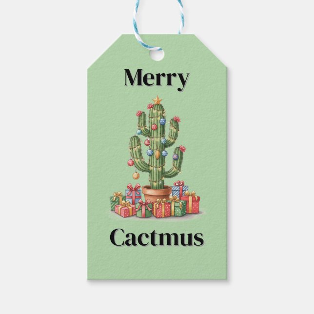 Weihnachtsgeschenk-Tag - Merry Cactmus Geschenkanhänger (Vorderseite)