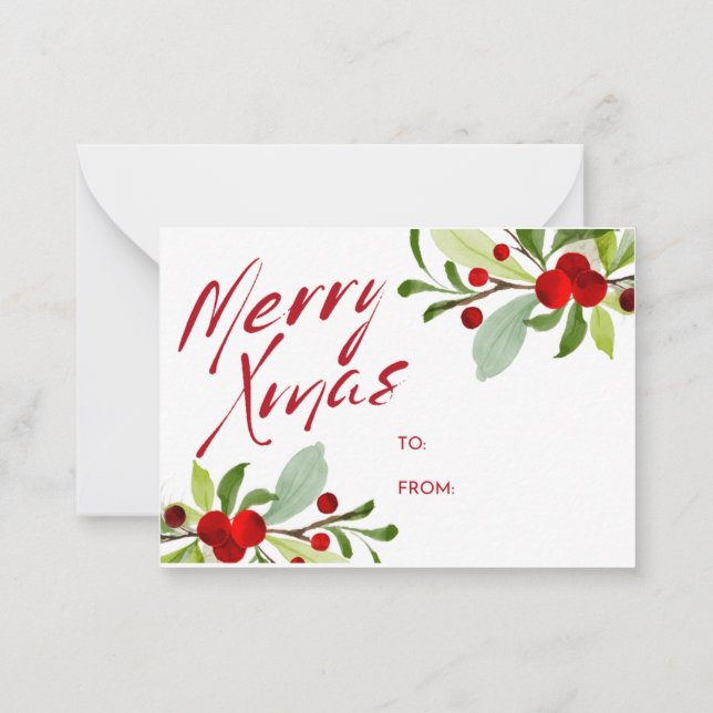 Weihnachtsgeschenk-Tag Mitteilungskarte (Rückseite)