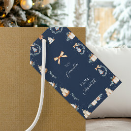 Weihnachtsgeschenk-Tag | Navy Watercolor Holiday L Geschenkanhänger
