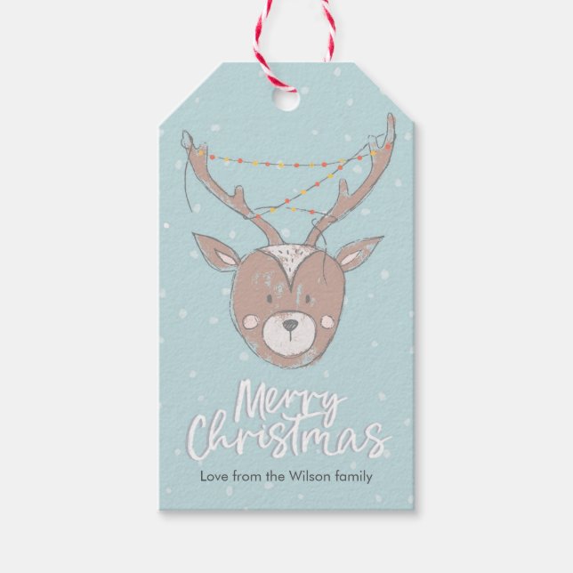 Weihnachtsgeschenk-Tags niedliche Rentiere Geschenkanhänger (Vorderseite)