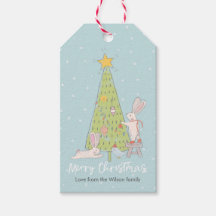 Weihnachtsgeschenk-Tags niedlichen bunnies zieren 