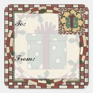 Weihnachtsgeschenk-Tagsticker Quadratischer Aufkleber