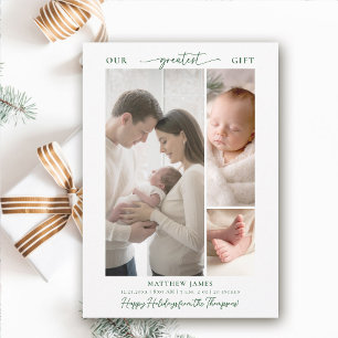 Weihnachtsgeschenk über Einfach Elegant Baby 3 Fot Feiertagskarte