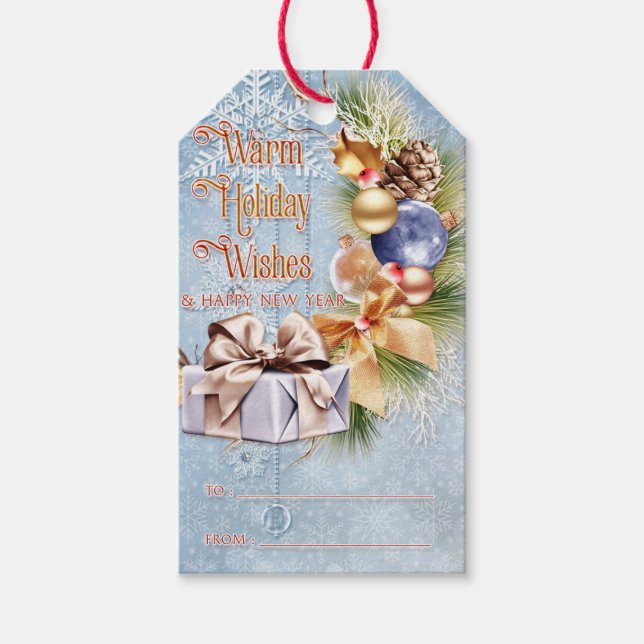 Weihnachtsgeschenk und Bulben Warme Urlaubswünsche Geschenkanhänger (Vorderseite)