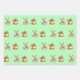 Weihnachtsgeschenk und Hirsch Geschenkpapier Set