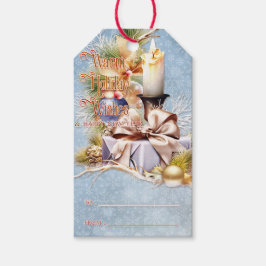 Weihnachtsgeschenk und Kerzenschein Warme Ferien W Geschenkanhänger