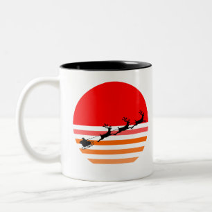 Weihnachtsgeschenk und sein Rentier Funny Retro Zweifarbige Tasse