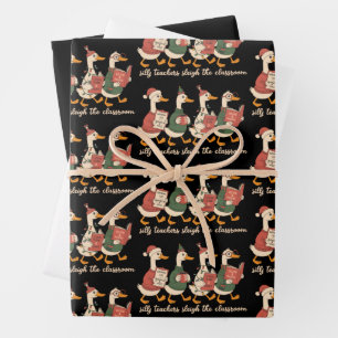 Weihnachtsgeschenk Verrückter Lehrer Gans Kuscheli Geschenkpapier Set
