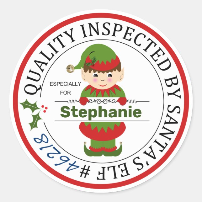 Weihnachtsgeschenk, von den Elfen des Weihnachtsma Runder Aufkleber (Vorderseite)