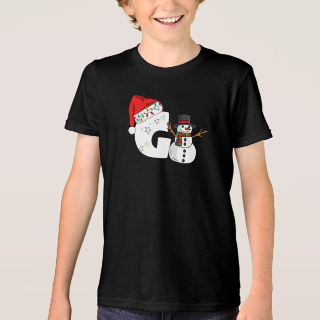 Weihnachtsgeschenk weißer Buchstabe g Tri-Blend Shirt (Vorderseite)