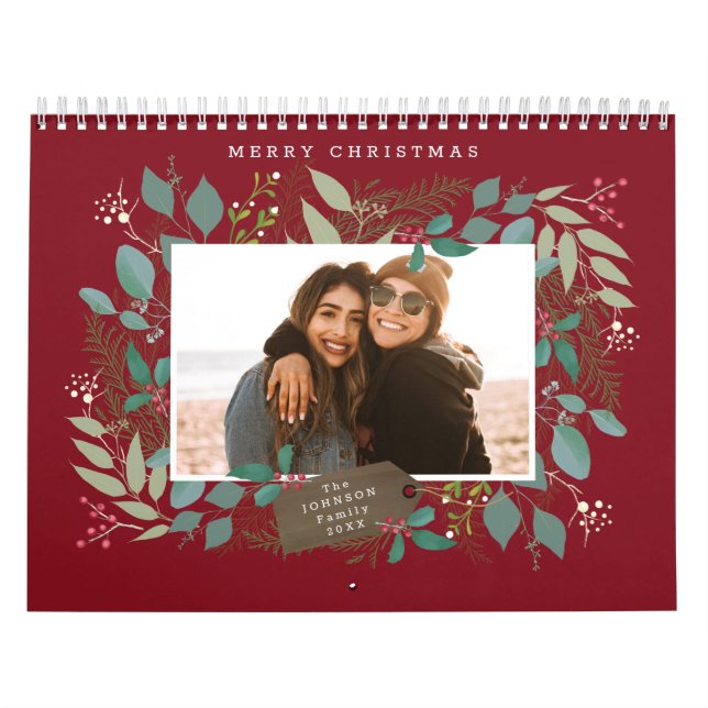 Weihnachtsgeschenk Winter Foliage Rotes grünes Fot Kalender (Titelbild)
