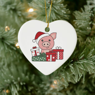 Weihnachtsgeschenk Wintertiere Schweine Keramik Or Keramik Ornament
