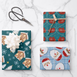 Weihnachtsgeschenk-Wracktrio Geschenkpapier Set