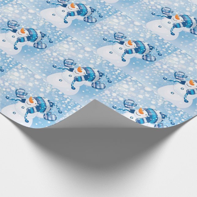 Weihnachtsgeschenk Wrap/Blue Snowmen Geschenkpapier (Ecke)