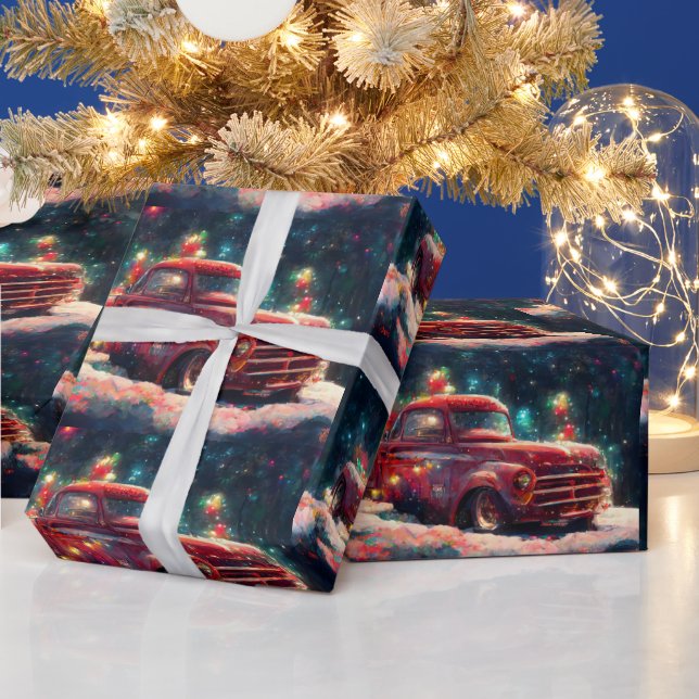 Weihnachtsgeschenk Wrap | Christmas Red Truck Geschenkpapier (Feiertage)