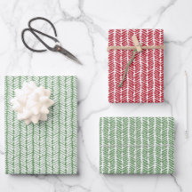 Weihnachtsgeschenk Wrap Dark Red Sage Green Zigzag