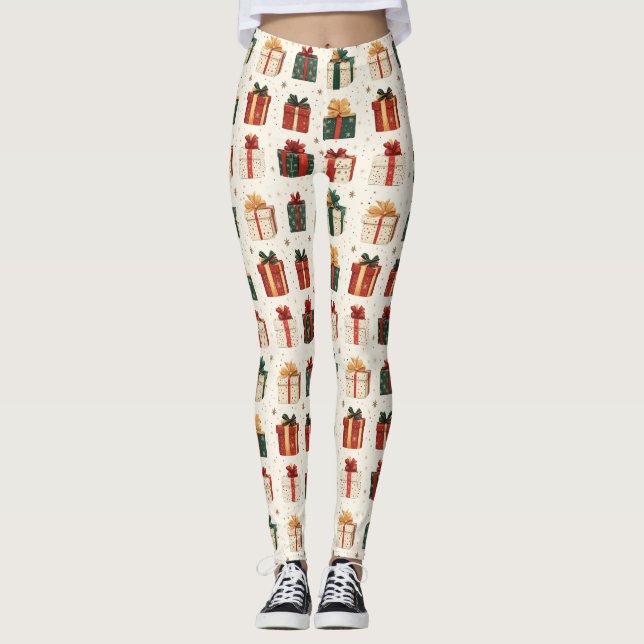Weihnachtsgeschenk Wrap Design Muster Leggings (Vorderseite)
