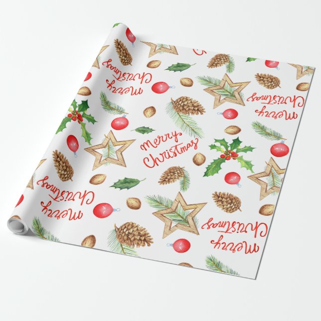 Weihnachtsgeschenk Wrap Frohe Weihnachtsstars Geschenkpapier (Ungerollt)