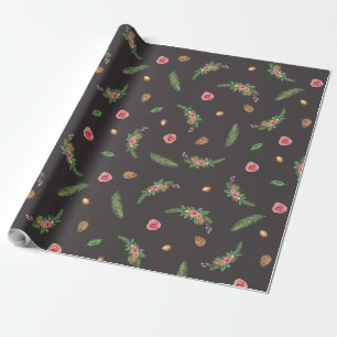 Weihnachtsgeschenk Wrap Rosa Rose und Pine Geschenkpapier