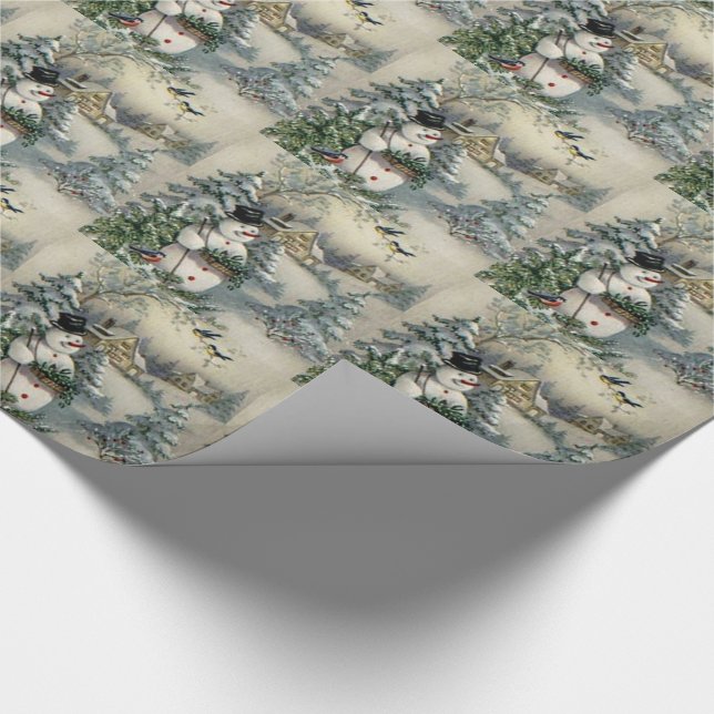 Weihnachtsgeschenk Wrap/Schneemann und Winter-Hütt Geschenkpapier (Ecke)