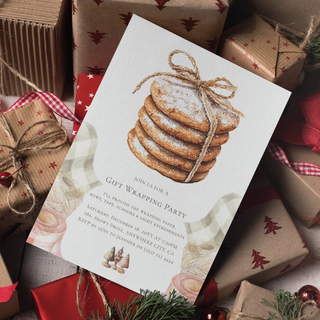 Weihnachtsgeschenk Wrapping Party Wasserfarben Coo Einladung (Von Creator hochgeladen)