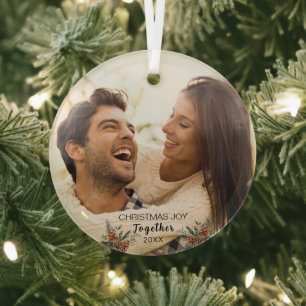 Weihnachtsgeschenk zusammen Couple Glass Ornament
