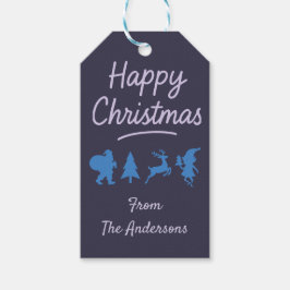 Weihnachtsgeschenkanhänger - Blaue Silhouette Geschenkanhänger