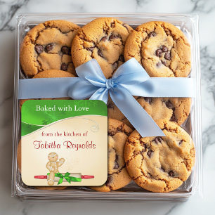 Weihnachtsgeschenkanhänger Lebkuchenmann Quadratischer Aufkleber