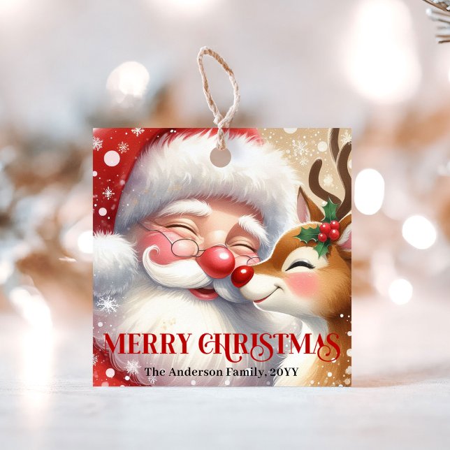 Weihnachtsgeschenkanhänger mit süßem Santa Rudolph Geschenkanhänger (Christmas Gift Tags Featuring Cute Santa and Rudolph)
