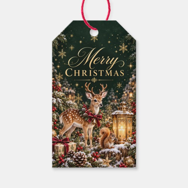 Weihnachtsgeschenkanhänger Waldhirsch Geschenkanhänger (Vorderseite)