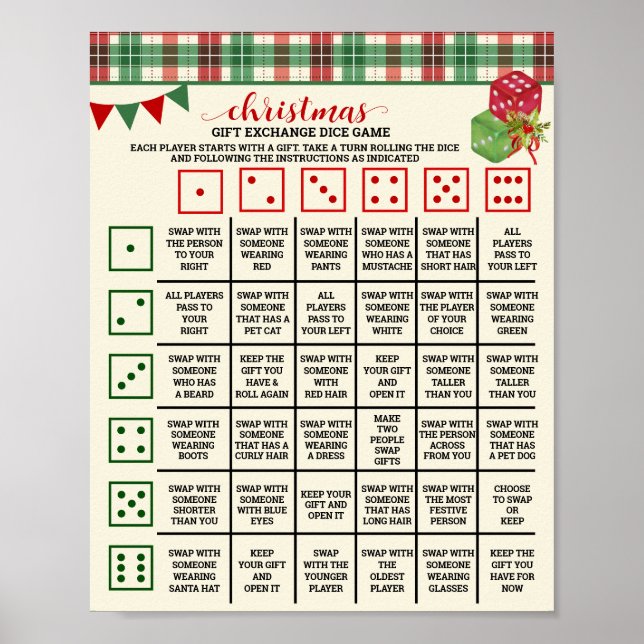 Weihnachtsgeschenke Austausch Roll Dice Spiel Kari Poster (Vorne)