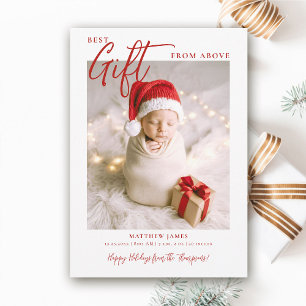 Weihnachtsgeschenke Calligrafy Modern Red Baby Fot Feiertagskarte
