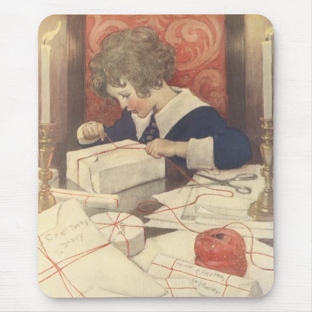 Weihnachtsgeschenke einpacken, Jessie Willcox Smit Mousepad (Vorne)