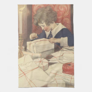 Weihnachtsgeschenke einwickeln, Jessie Willcox Smi Geschirrtuch