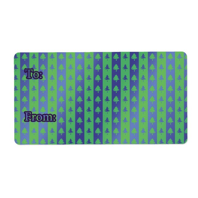 Weihnachtsgeschenke Etiketten Grün/Blau Baum-Desig (Vorne)